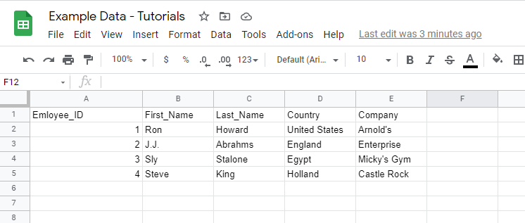 Sheet 1 Employee Information