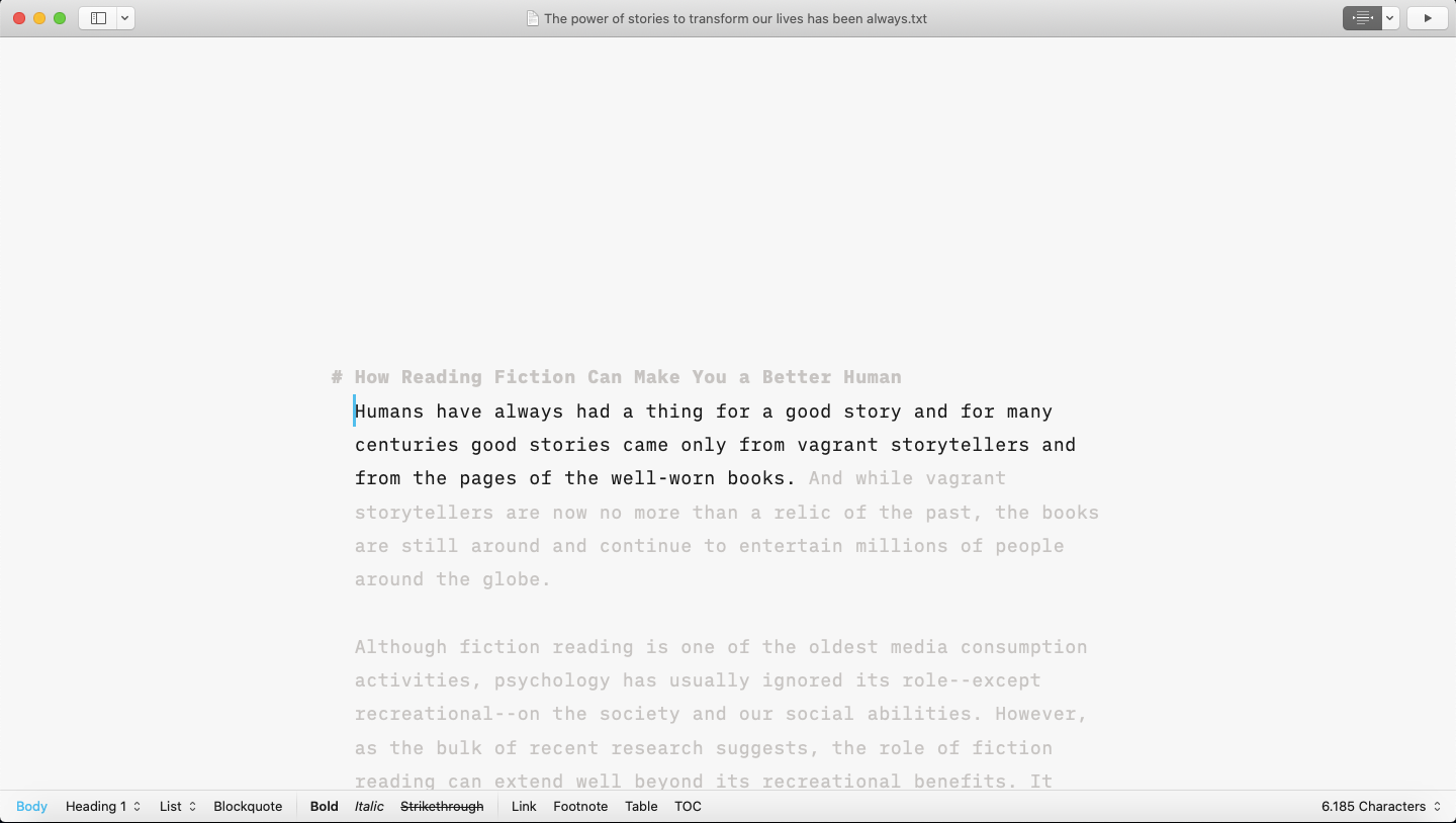 IA Writer's sentence focus mode.