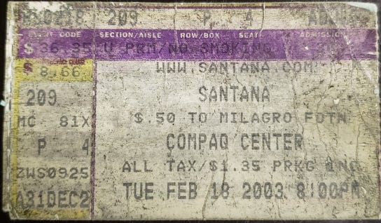 santana ticket