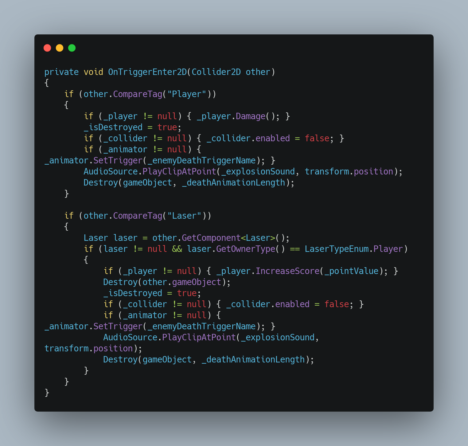 Enemy collision code
