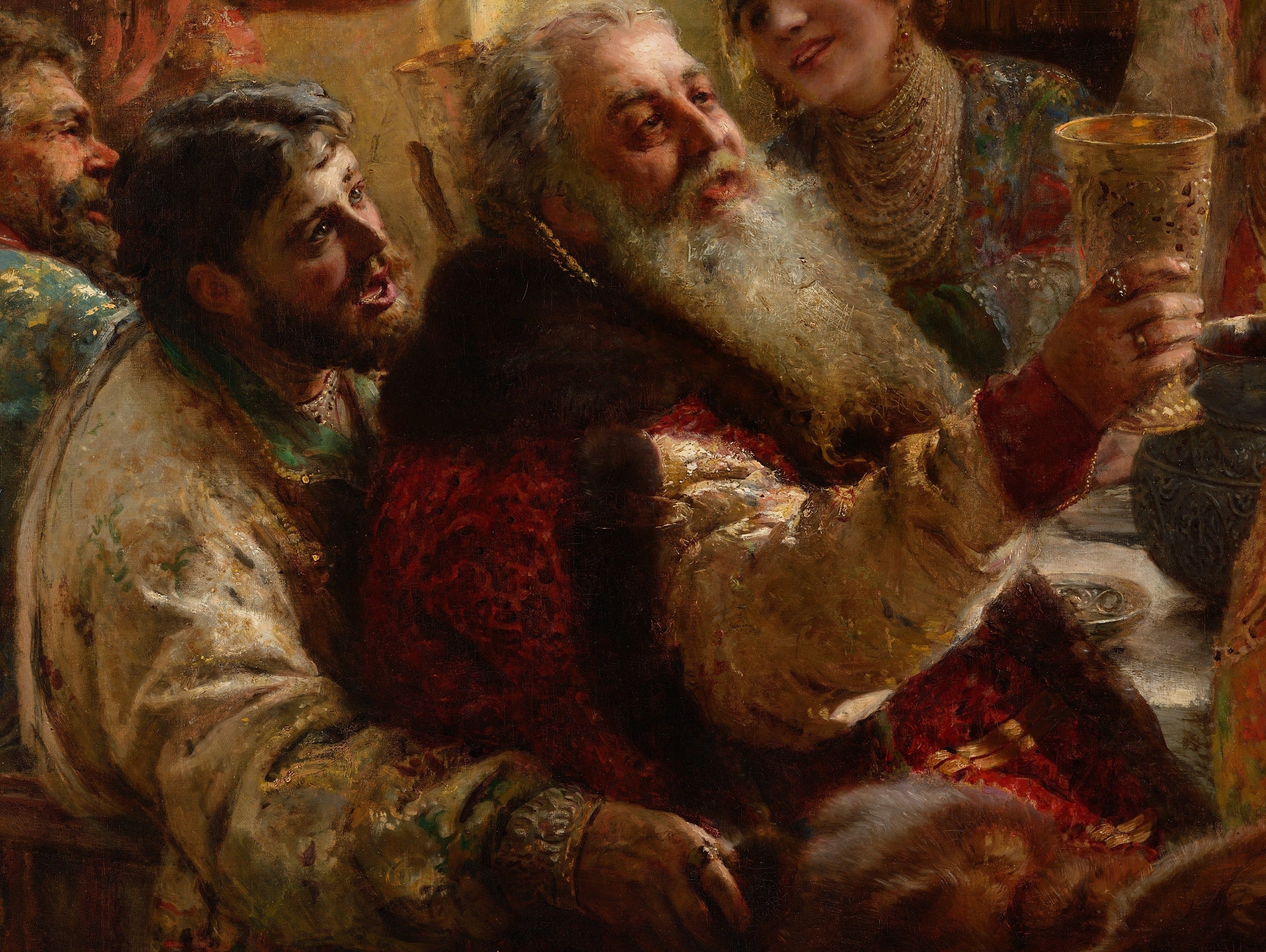 Detail from A BOYAR WEDDING FEAST (1883). Konstantin Makovsky (1839–1915)
