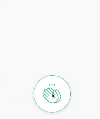 GIF: Animação exibindo a possibilidade de clicar várias vezes no emoji de palmas para demonstrar o nível de satisfação com a leitura