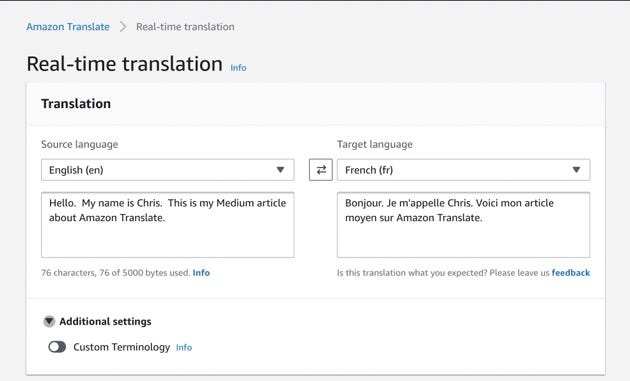 Real-time translation of English to French (by author)