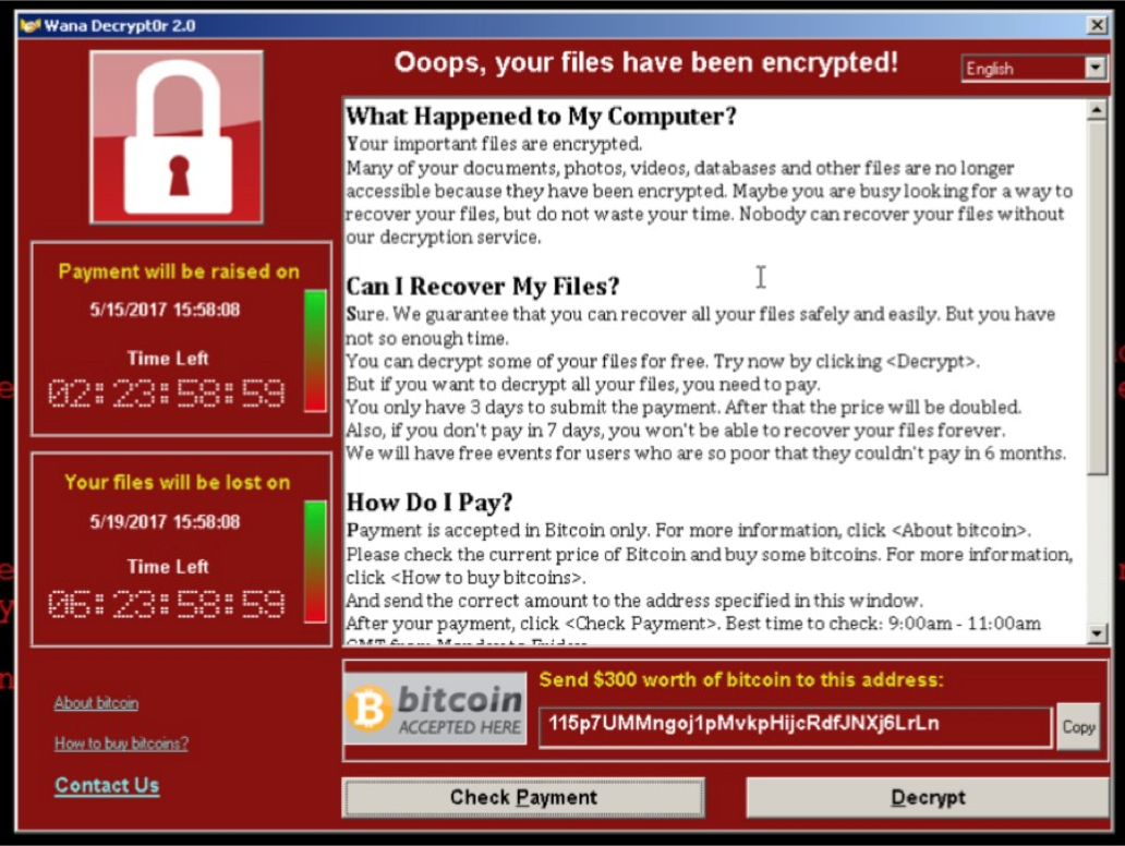 WannaCry happened because the MS17–017 security patch was not applied to the affected hosts.