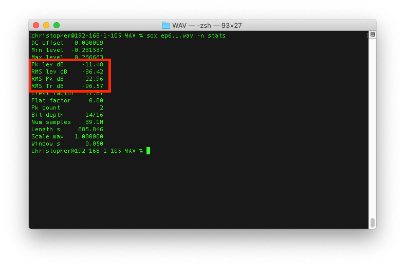 sox showing file analysis