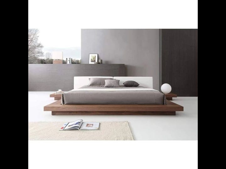 Modrest opal modern walnut & white platform bed deals