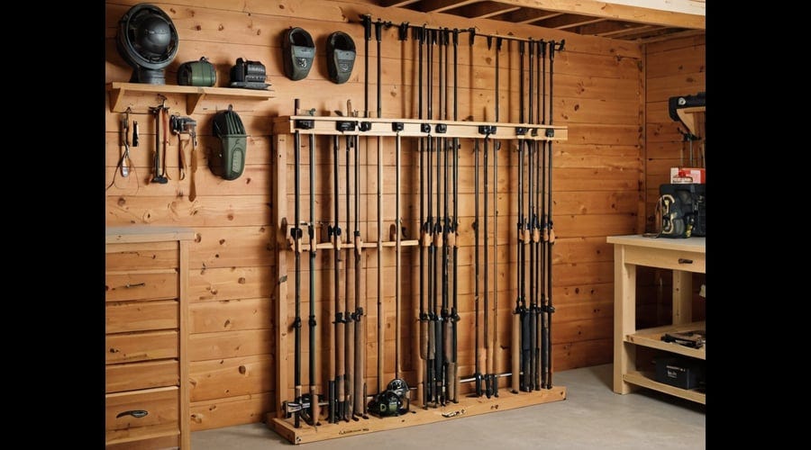 Ghosthorn Fishing Rod Holders for Garage Holds up to 10 Rods Wood