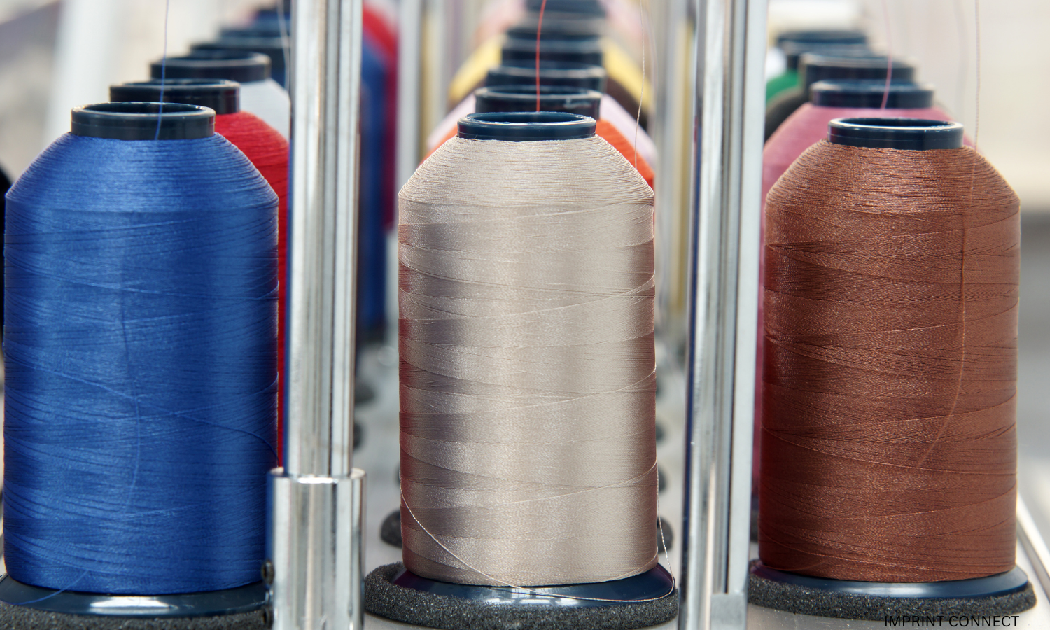 Shiny embroidery thread spools