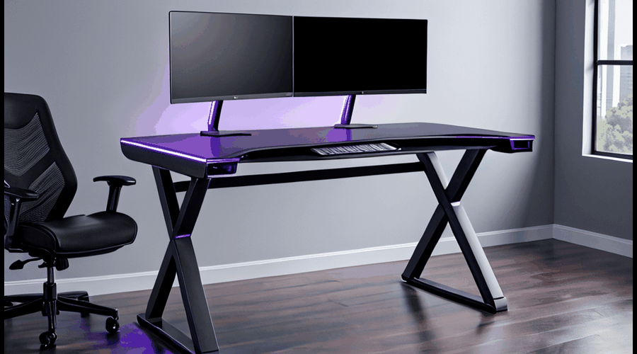 Bestier 95.2 inch L Shaped Gaming Desk with LED Light Home Office Desk with  Monitor Stand & Keyboard Tray in Carbon Fiber