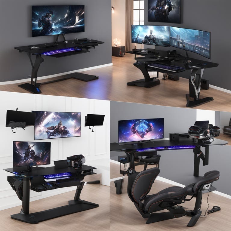 Double Computer Gaming Desk Table with 2 Outlets & 2 USB Charging Ports&LED  Lights,Modern Wood Two Person Desk with Keyboard Tray for Home Office