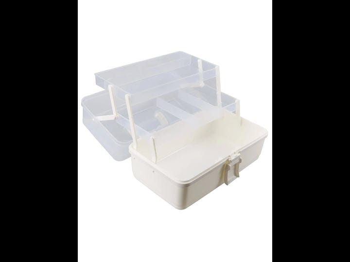 2 Pcs Tackle Box Organizer Plastic Fishing White Tackle Box Organizer with  Handle Portable Art Supply Sewing 3 Layer Storage Box Craft Clear Tool Box