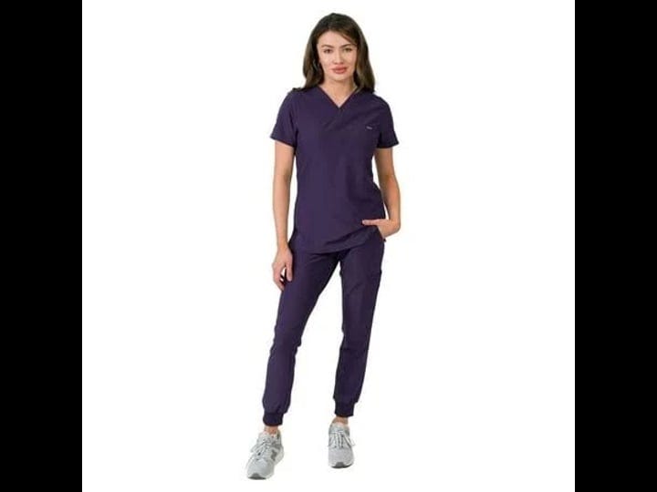 Medgear Women's Stretch Scrubs Set 5-Pocket Top & Multi-Pocket