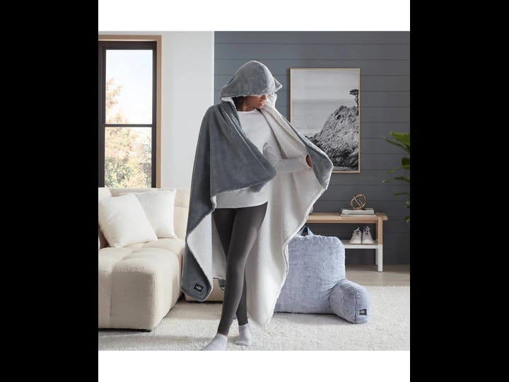 ugg avery hooded throw blanket in snow
