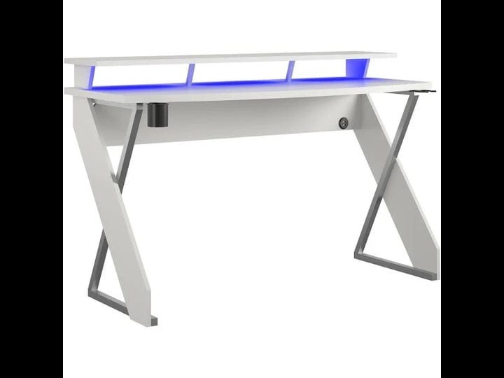 Xtreme Gaming Desk With Led Lights And Usb Ports White - Ntense