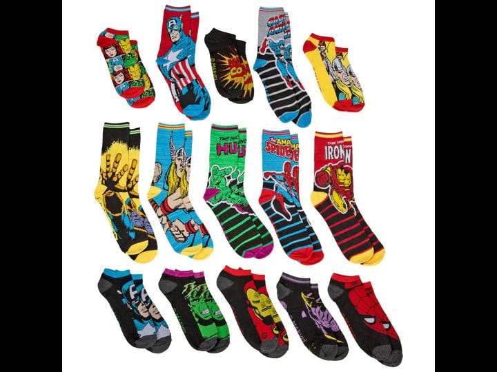 Mens Avengers Socks 7-12 DC Marvel Comics Novelty Character 100% Official  Large