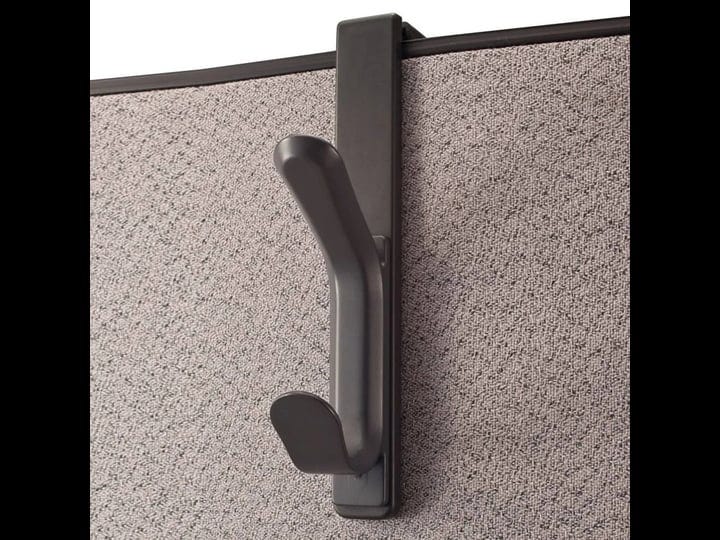 Universal Recycled Cubicle Double Coat Hook Plastic Charcoal Pack of 3
