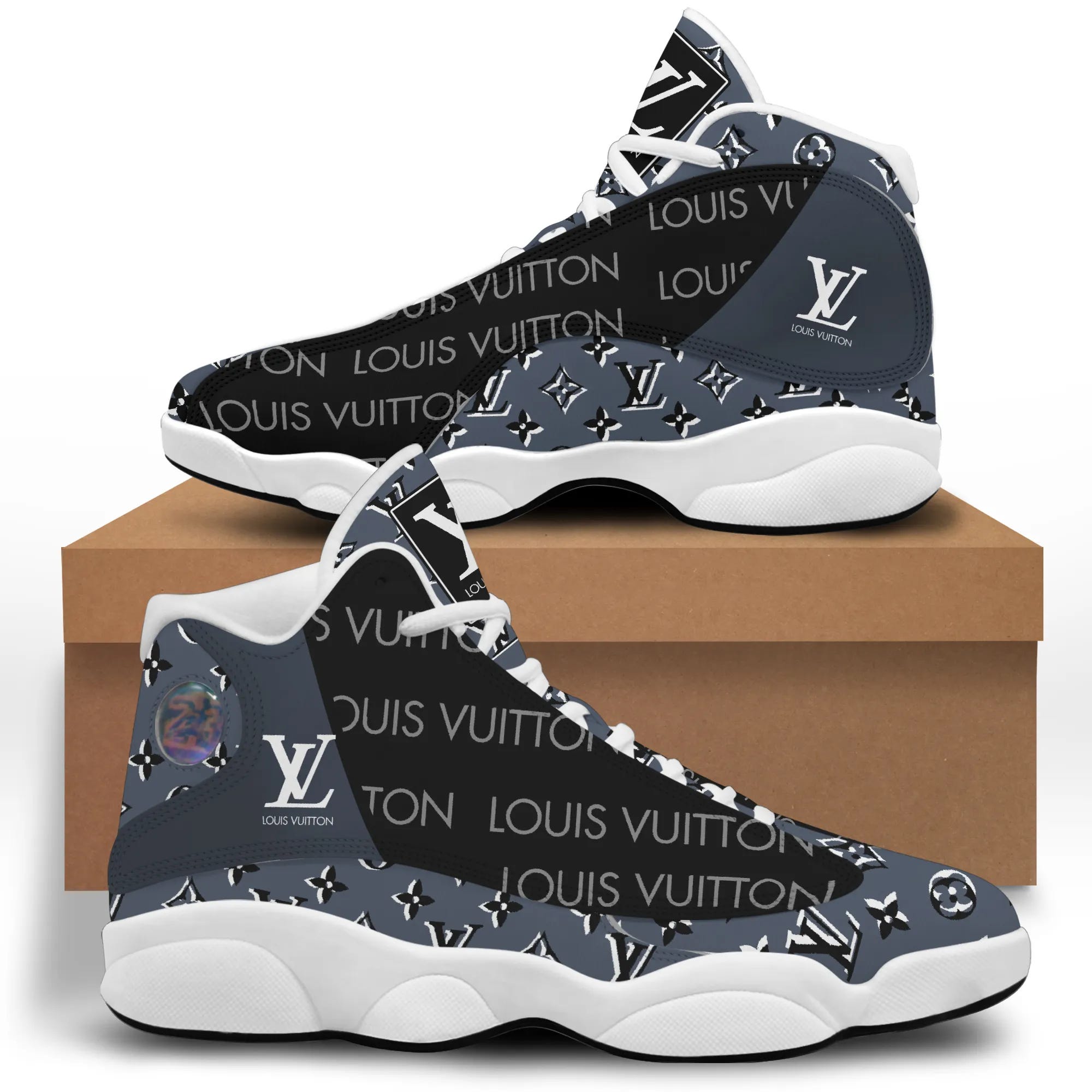 Louis Vuitton Lv Black Grey Air Jordan 13 Sneakers Shoes Gifts For Men  Women-155714 - Cootie Shop - Medium