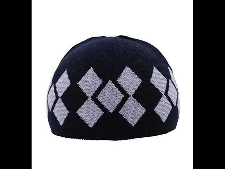 Mens Cotton Skullcap Cooling Cap™ Crocheted in Navy Blue Optional Bands 