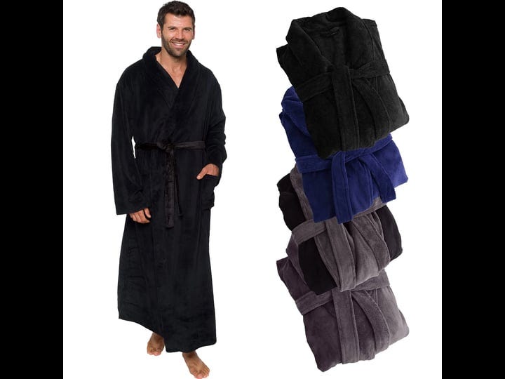 Ross Michaels Mens Robe Big & Tall with Hood - Long Plush Sherpa