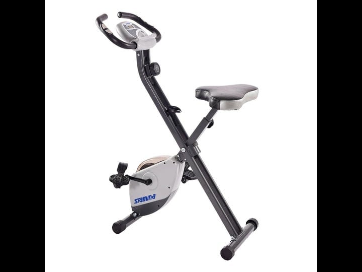 Stamina cardio exercise bike with heart online rate sensors and extra wide padded seat