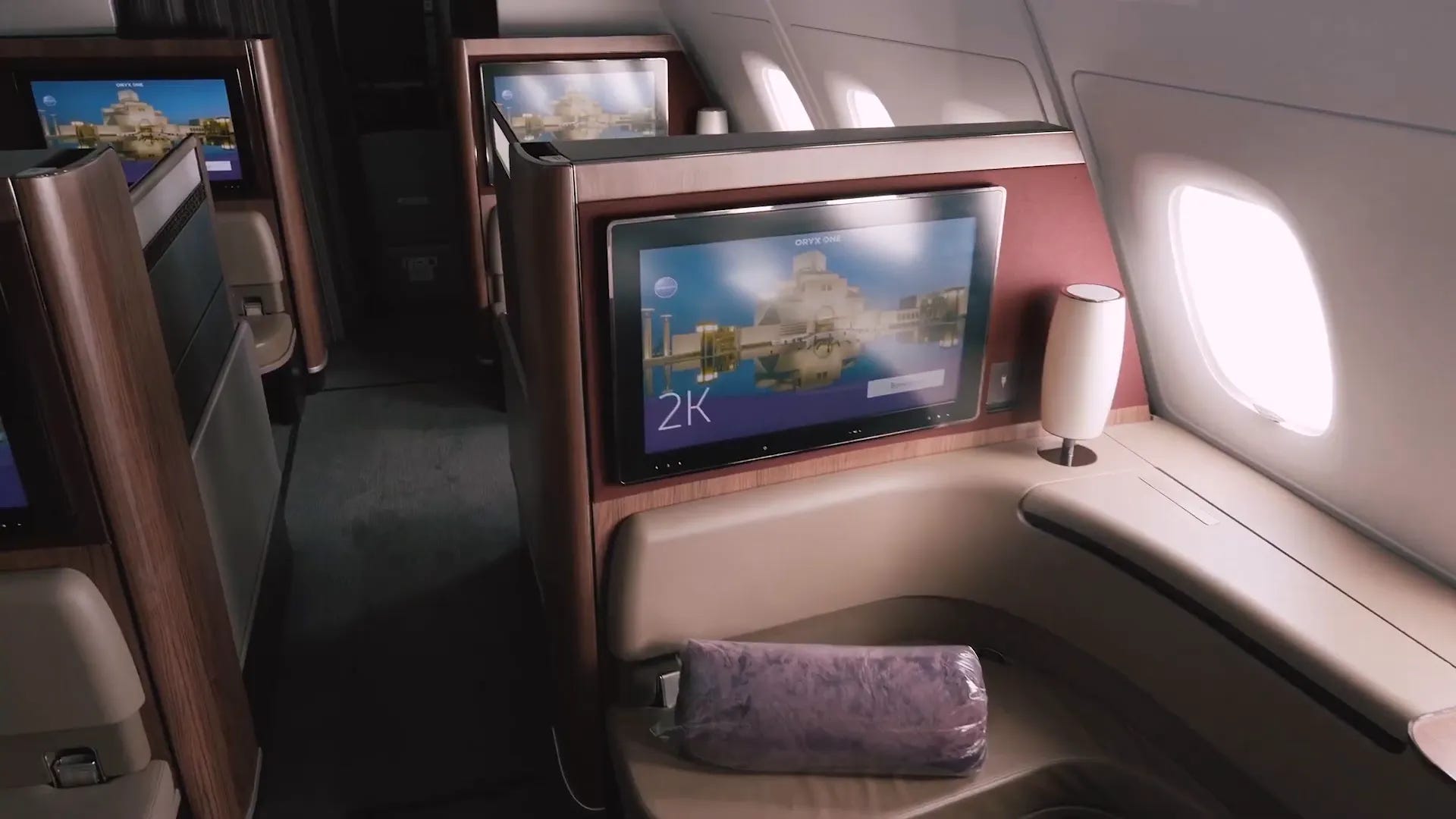 Qatar Airways First Class entertainment system