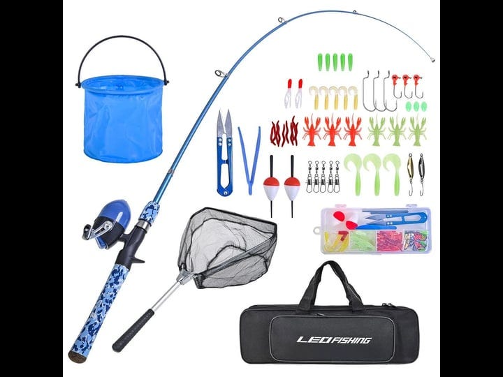 LEOFISHING Light Weight Kids Fishing Pole Telescopic Fishing Rod and Reel  Combos with Full Kits Lure Case and Carry Bag for Youth Fishing and  Beginner
