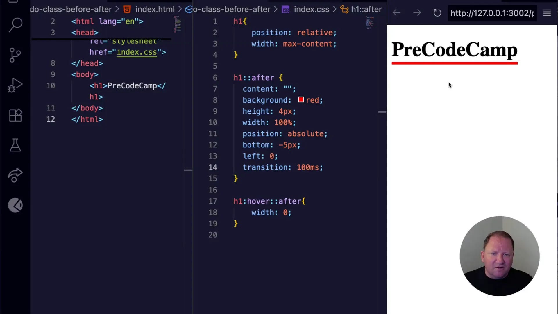 Hover effect shrinking underline with transition
