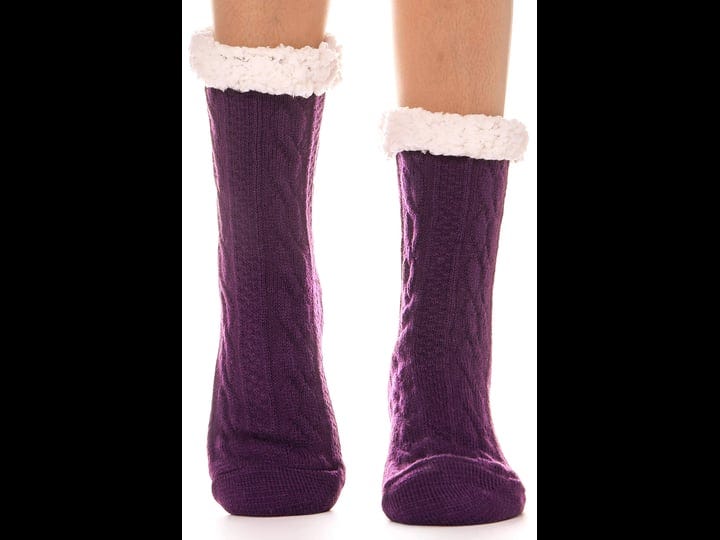 Women's Soft Fuzzy Furry Gripper Slipper Socks with Tassel - Multi  Snowflake - L/XL - 1 Pair 