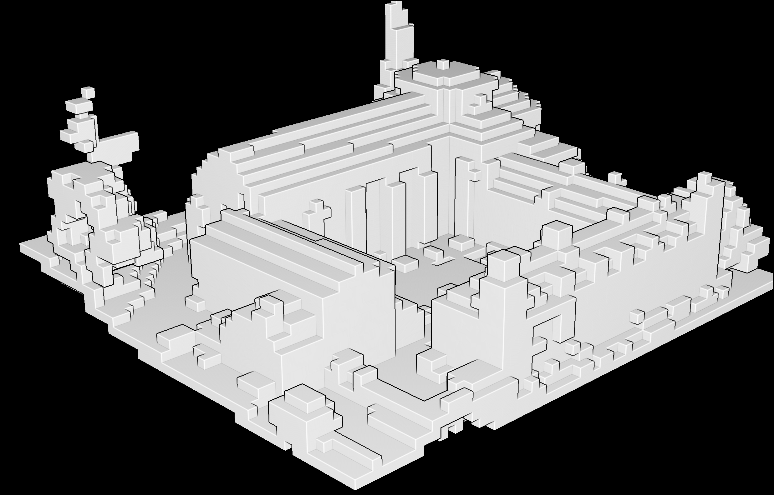 A solid 3D model produced through voxelization