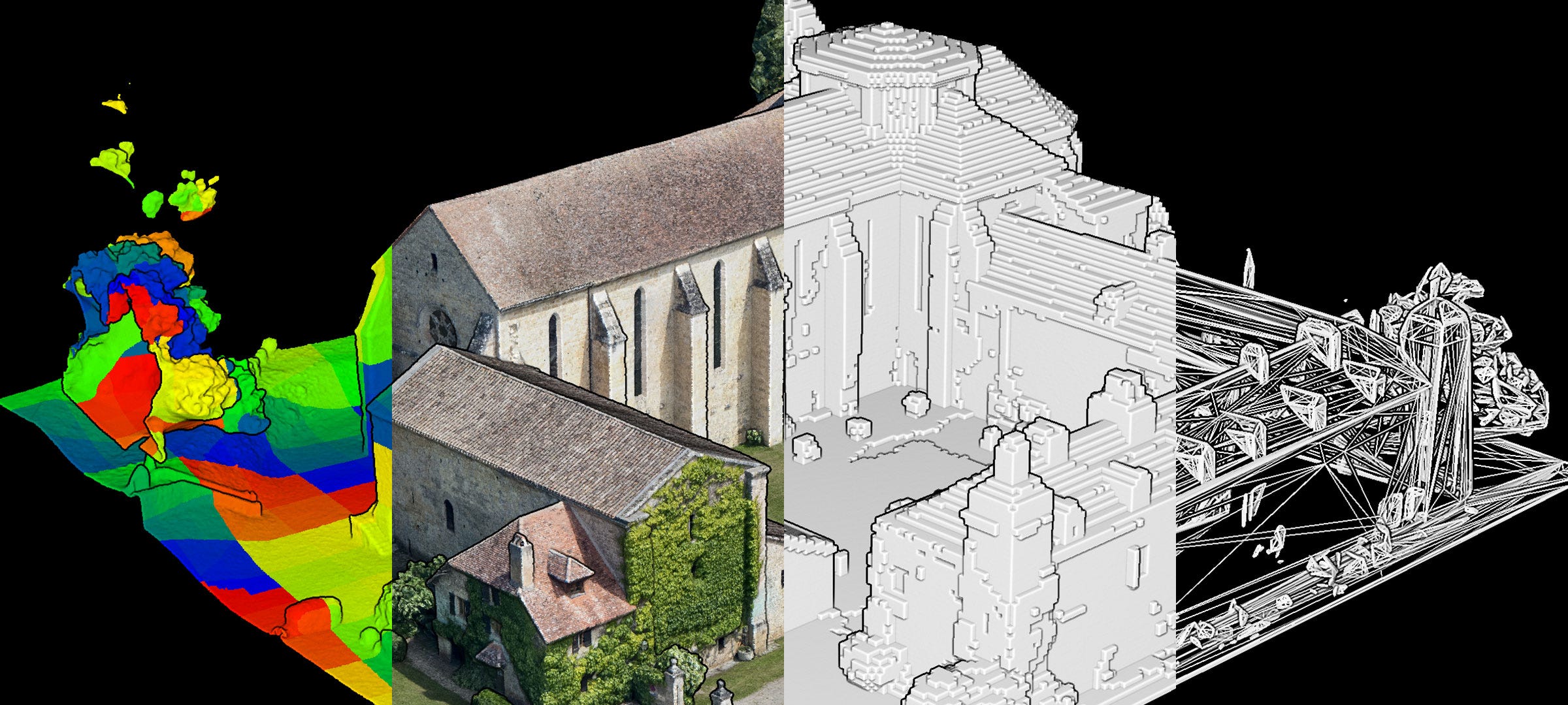 Different representations of the same 3D point cloud dataset