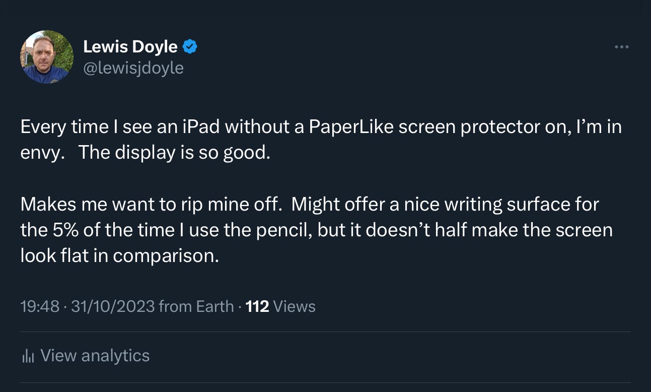 Paperlike, but not iPad screenlike., by Lewis J Doyle