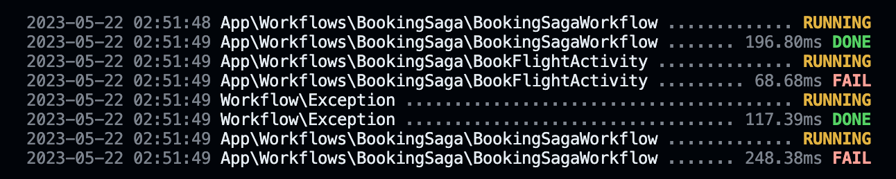 booking saga error with flight