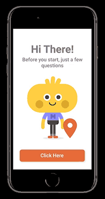 The resulting prototype with lots of Navigate To and Move In, displayed in an iPhone 8