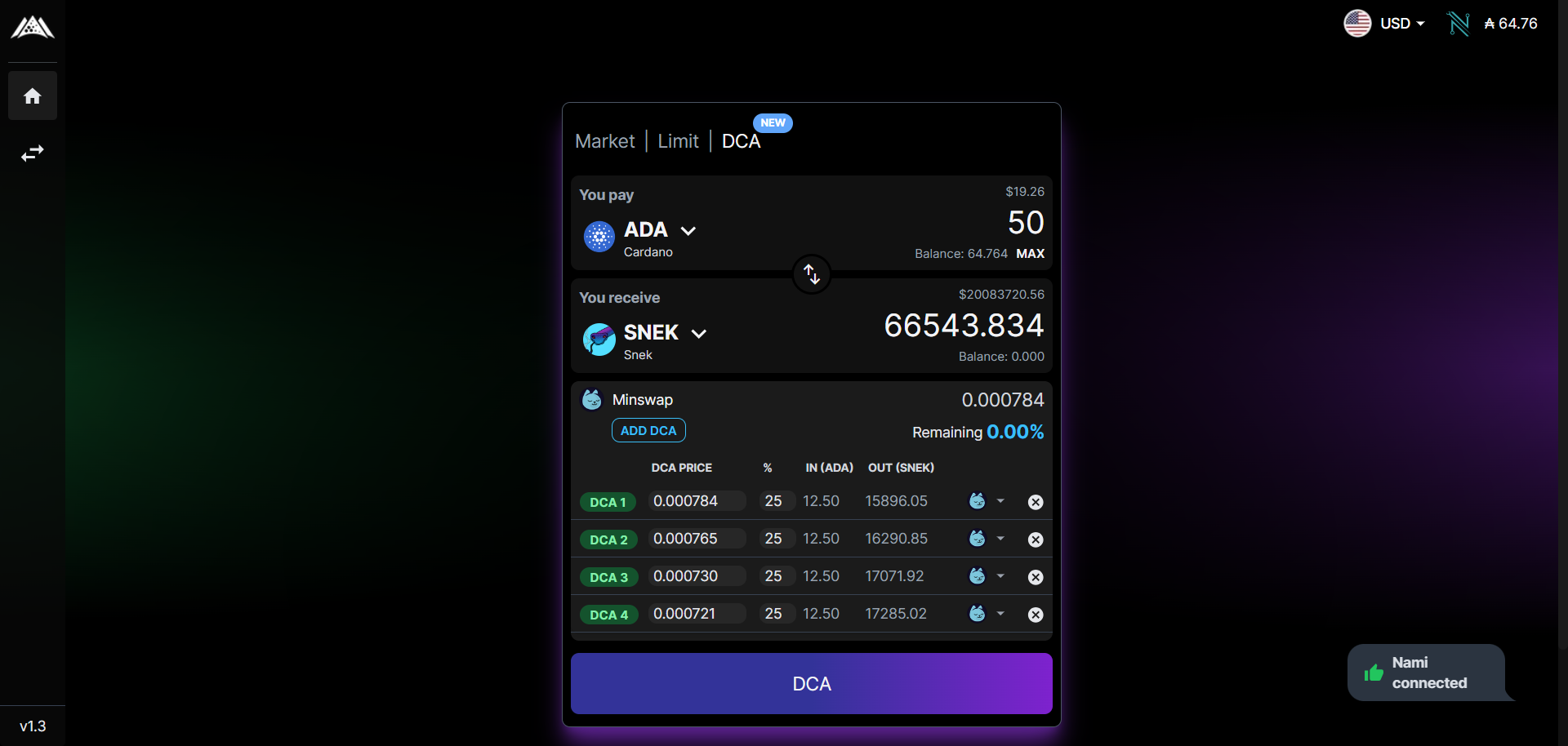 Ada Markets Launches DCA Feature. 11/29/2023 | by Tap In With TapTools |  Tap In With TapTools | Medium