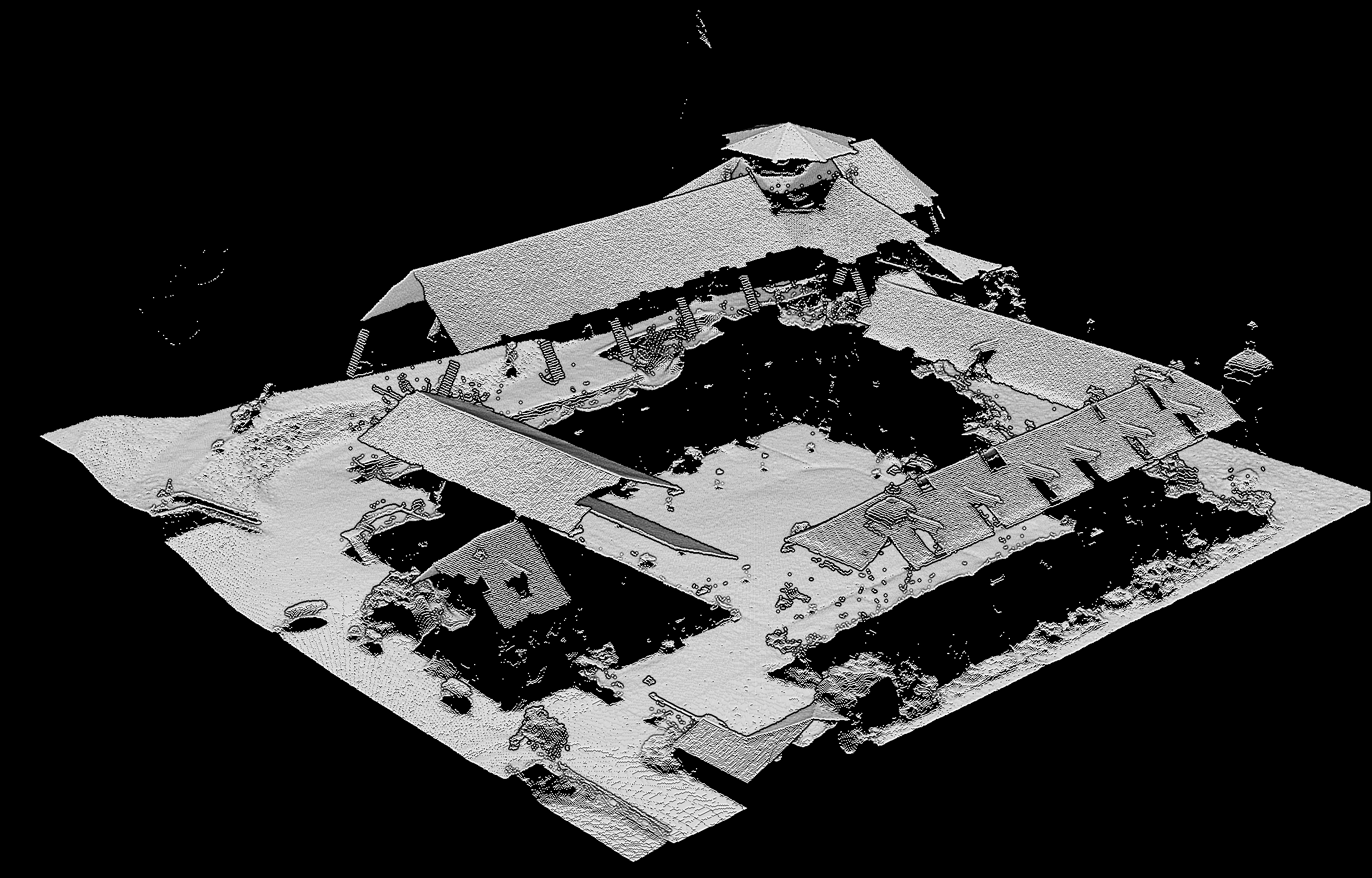 An aerial LiDAR point cloud, mostly 2.5D from top-down sensing