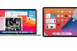 Image of macOS Big Sur (left) and iPadOS 14 (right)