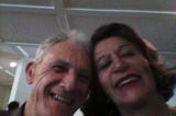 My Grandmother and grandfather together, and gently smiling, in a spontaneous way.
