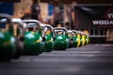 kettlebells in a row