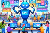 illustration that depicts a digital workshop with diverse individuals engaged in creating custom GPT models. This image should complement the theme of your writing, showcasing the intersection of technology, creativity, and the myriad applications of custom GPTs in various aspects of daily life.