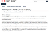 11 月 1 日，IRCC 移民局公佈「2023 年至 2025 年移民計劃 Canada’s 2023–2025 Immigration Levels Plan」！