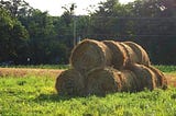 haystack in a field of green