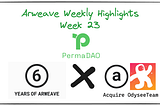 Arweave c Week 23｜Arweave 主网上线 6 年、收购 Odysee 与 Solarplex、数据聚合平台 Dexi 上线