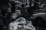 People in the rain