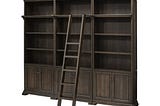 sonoma-brown-executive-bookcase-wall-with-wood-ladder-1