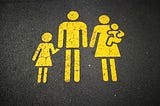 A bunch of restroom-style icons depicting a straight nuclear family.