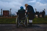 Holocaust survivors at Auschwitz death camp