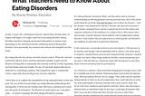 Eating Disorder Awareness Week: A Message to Teachers & Parents