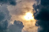 Sky with dark clouds at night.