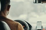 a backshot of a cabdriver