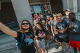 CAST students take a selfie outside the Union